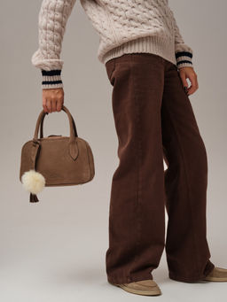 Замшевая сумка Polly DBR 31348 серо-коричневый  фото 7