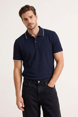 Lacivert Regular Polo Yaka Duz Polo Yaka T-shirt TMNSS26PO00020