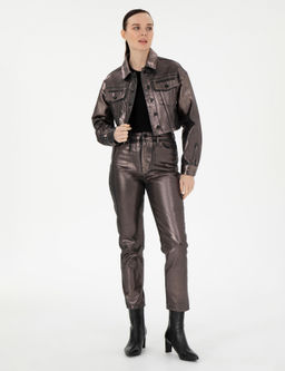 Antrasit Crop Top Jean Ceket - Pierre cardin фото 4