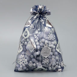 Цена за 20 шт. Мешочек подарочный органза Серебро, 16 х 24 см +/- 1.5 см