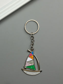 Цена за 12 шт. Брелок металл, эмаль "Парусник" 5х4х0,1 см