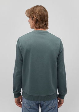 Bisiklet Yaka Yesil Basic Sweatshirt - Mavi фото 4