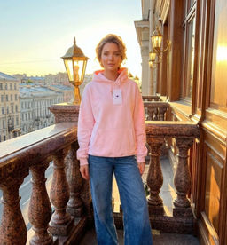 K13393 Толстовка с вышивкой РОЗОВЫЙ