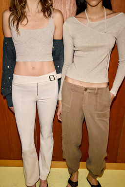 TOP CROP TIRANTES RIB / Beige vigor? - Zara фото 4