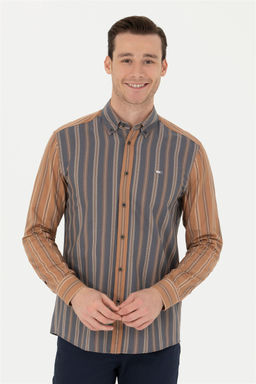 Мужская рубашка антрацитового цвета с длинным рукавом - U.s. polo assn фото 3