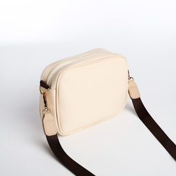 Сумка молодёжная текстильная NK, 19*14*6 см, бежевый цвет - Nazamok фото 2