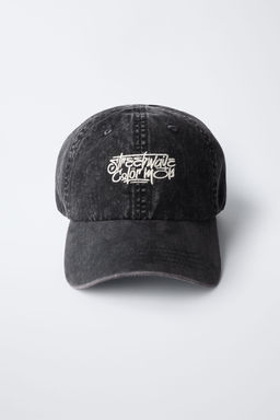 WASHED-EFFECT CAP WITH EMBROIDERED TEXT - Zara фото 4