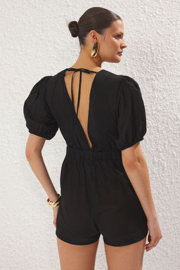 Trendyolmilla Siyah Dokuma %100 Pamuk Balon Kollu Plaj Tulum TBESS25TU00003  фото 4