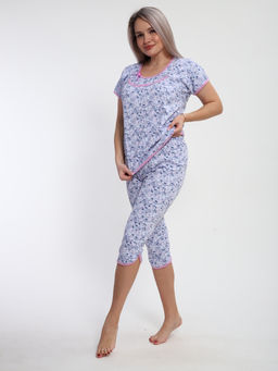М427 Пижама Ретро кулирка (цветы на сиреневом)