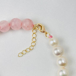 Браслет из Розового кварца и Жемчуга со вставкой сердце - Радуга самоцветов фото 4