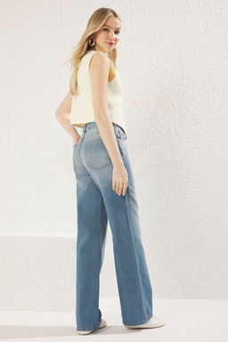 Ac?k Mavi Normal Bel Wide Leg Jeans TWOSS25JE00133 - Trendyolmilla фото 2