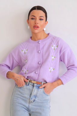 Martichelli Кардиган лавандовый с белыми цветочками фото 4