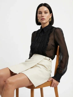 Юбка на запах из эко-кожи, молочный (OD-1003-3)