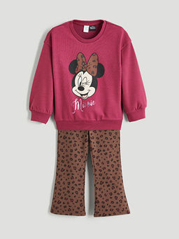Minnie Mouse Bask?l? K?z ?ocuk Sweatshirt ve Tayt