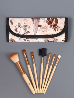 Набор кистей для макияжа PASTEL BLUSH, 7 шт., чехол в комплекте, бежевый