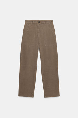 ZW COLLECTION CORDUROY STRAIGHT TROUSERS WITH POCKETS - Zara фото 8