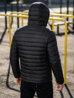 Куртка мужская гибридная стёганая с капюшоном с графеновой подкладкой черного цвета 9621_1Ch - Mtforce фото 18