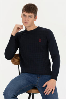 Мужской темно-синий трикотажный свитер с круглым вырезом Неожиданная скидка в корзине - U.s. polo assn фото 3
