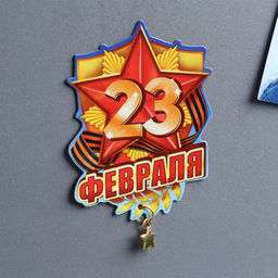 Цена за 3 шт. Магнит с подвеской 23 Февраля, 6?8 см