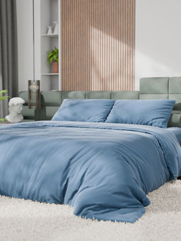 Постельное бельё евро «Этель», тенсель, серо-голубое