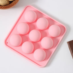 Цена за 2 шт. Форма для льда Доляна «Шары», 10.5×10.5×2 см, 9 ячеек (d=1.9 см), розовая