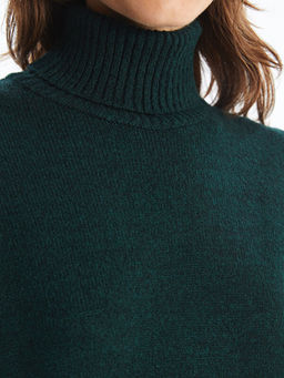 Bal?k?? Yaka D?z Uzun Kollu Oversize Kad?n Triko Elbise