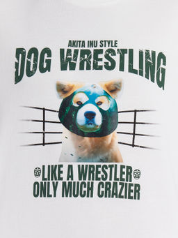 Футболка мужская белая с принтом Dog wrestling - Mark formelle фото 5