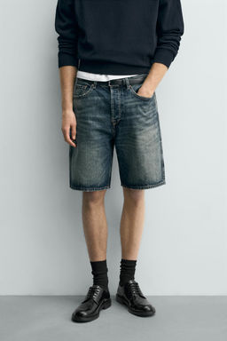 BERMUDA DENIM STRAIGHT FIT / Azul / Verde - Zara фото 2