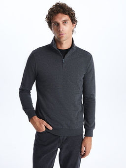 Dik Yaka Uzun Kollu Erkek Kal?n Sweatshirt