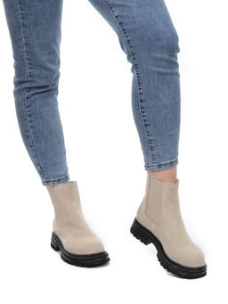 01-155-1MR BEIGE Ботинки Челси демисезонные женские (натуральная замша, байка)