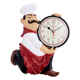 Часы настенные интерьерные «Повар усач», для кухни, бесшумные, плавный ход, циферблат d=13 см, 30×24 см