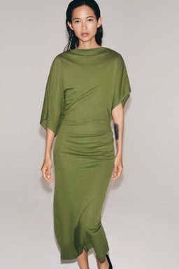 VESTIDO LARGO DRAPEADO / Verde - Zara фото 4