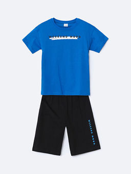 Bisiklet Yaka Erkek ?ocuk ?ortlu Pijama Tak?m?