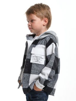 Рубашка с капюшоном комфорт и стиль UD 7988 клетка черная - Mini maxi фото 2
