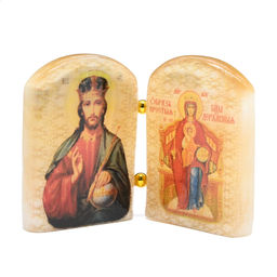 Икона из селенита с молитвой "Господь Вседержитель и Б.М.Державная" 85*30*65мм Радуга камня