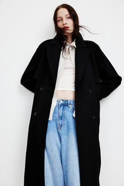 Gabardina de sarga con acabado cepillado