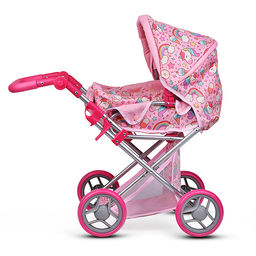 Коляска для кукол, металлическая, складная, с сумкой-переноской, корзиной и складным козырьком