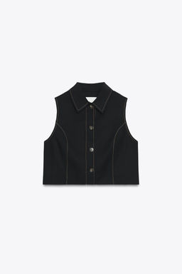 STRAIGHT WAISTCOAT WITH CONTRAST STITCHING - Zara фото 7