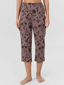 Бриджи домашние женские коричневые с принтом