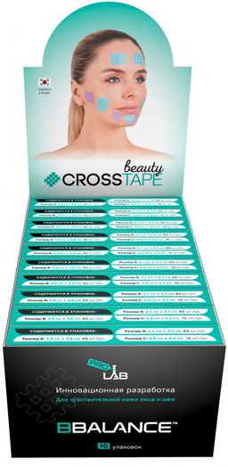 Кросс тейпы для лица CROSS TAPE BEAUTY 2,8 см х 3,6 см размер B цвет мята