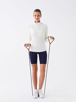 Dik Yaka Reflekt?r Bask?l? Uzun Kollu Kad?n Ti??rt