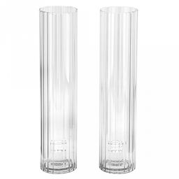 Подсвечник стеклянный "Симон" h35см, с колбой д8см, чаша д5,8см, h2,9см, основание д6,8см, рифленый, набор 2 штуки (Китай)