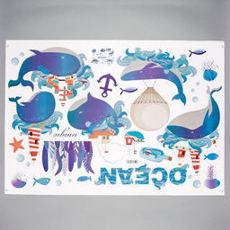 Наклейка интерьерная цветная «Киты в океане», 60×90 см