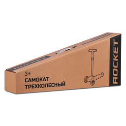 Самокат трёхколёсный ROCKET колёса PU, цвет красный
