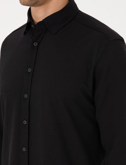Siyah Esnek Slim Fit _izgili Uzun Kollu G_mlek