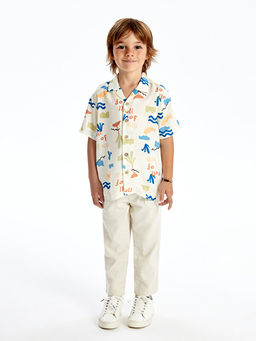 K?sa Kollu Bask?l? Erkek Bebek G?mlek