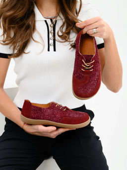 Босоногие туфли 188.natabr.Бордовый джангл+бордовая замша