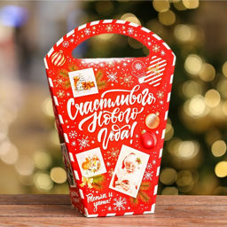 Цена за 5 шт. Коробка подарочная складная Новогодица красный 10/20 х 10 х 23 см - Simaland фото 6