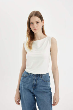 Приталенная футболка с коротким рукавом - Defacto фото 4