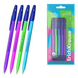 Цена за 24 шт. Набор из 8 ручек шариковых ErichKrause R-301 Stick Neon 1.0, цвет чернил синий (в пакете)